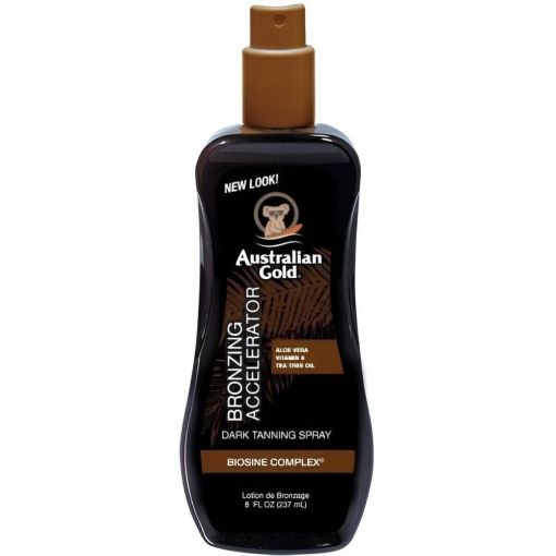 Australian Gold Broncing Accelerator Dark Tanning Spray Aceite bronceador corporal m&aacute;xima protecci&oacute;n para bronceado profundo y duradero 237 ml