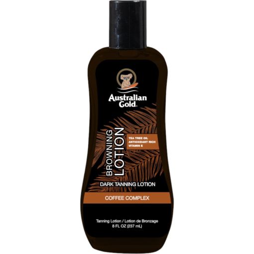 Australian Gold Browning Lotion Dark Tanning Lotion Loci&oacute;n bronceadora con extracto de grano de caf&eacute; ofrece un acabado dorado y luminoso 237 ml