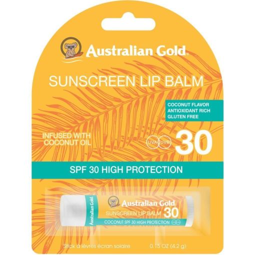 Australian Gold Sunscreen Lip Balm Spf 30 B&aacute;lsamo labial hidratante nutre cuida y protege con coco 4,2 gr
