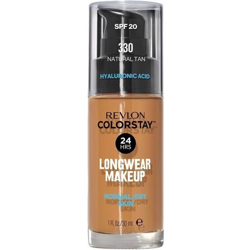 Revlon Colorstay Longwear Makeup Normal/Dry Skin Spf 20 Base de maquillaje cobertura media-alta hidratante acabado mate 24 horas de larga duraci&oacute;n con &aacute;cido hialur&oacute;nico