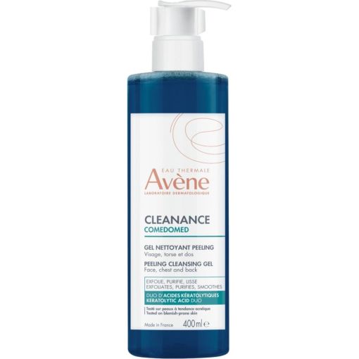 Avène Cleanance Comedomed Gel Nettoyant Peeling Gel limpiador exfoliante purifica reduciendo exceso de sebo y limitanado la formación de puntos negros 400 ml