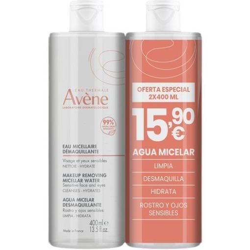 Avène Eau Micellaire Démaquillante Duplo Oferta Especial Agua micelar desmaquilla y elimina las impurezas para una piel suave 2x400 ml