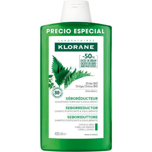 Klorane Ortiga Bio Seborreductor Champ&uacute; Purificante Precio Especial Champ&uacute; sobrerregulador equilibra sanea y regula el exceso de sebo para cabello graso 400 ml
