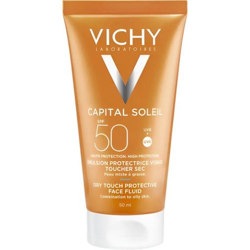 Vichy Capital Soleil Émulsion Anti-Brillance Spf 50 Protector solar antibrillo para una piel hidratada tocto seco 50 ml