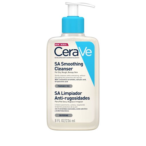 Cerave Sa Smoothing Cleanser Gel limpiador exfoliante mejorar la textura con ácido salicílico 236 ml