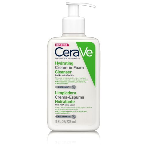Cerave Hydrating Clean-To-Foam Cleanser Limpiadora en crema que se convierte en una espuma hidratante 236 ml