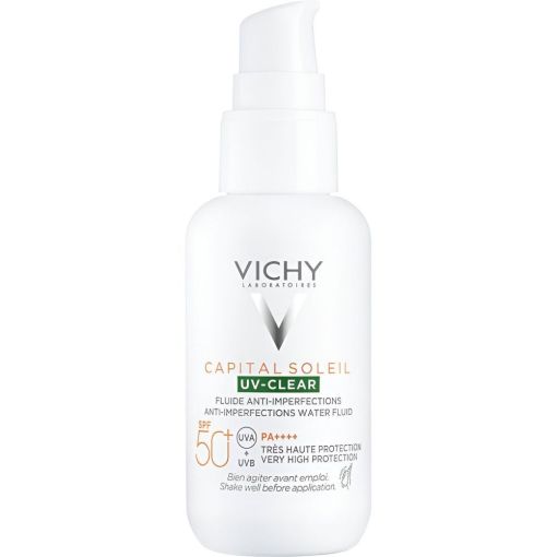Vichy Capital Soleil Uv-Clear Spf 50 Protector solar diseñado antiimperfecciones combta exceso de sebo acabado mate 40 ml