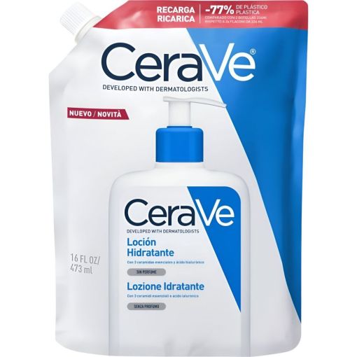 Cerave Loción Hidrantate Recarga Loción hidratante facial y corporal de textura ligera hipoalergénica restaura la barrera protectora de la piel 473 ml