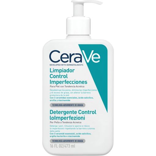 Cerave Limpiador Control Imperfecciones Gel limpiador facial para imperfecciones elimina c&eacute;lulas muertas y sebo reduciendo puntos negros