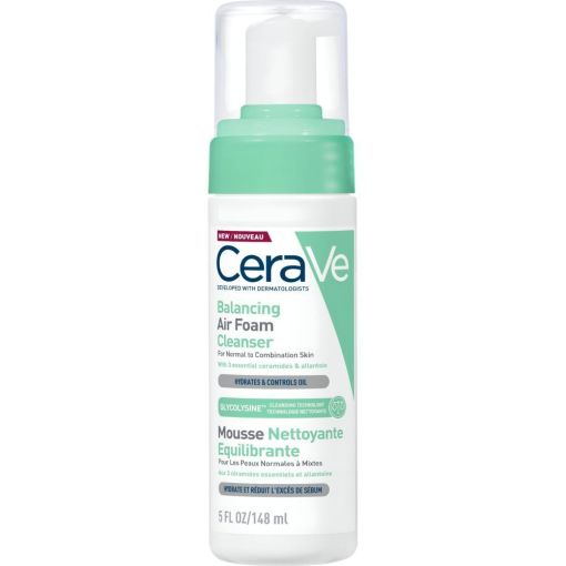 Cerave Mousse Nettoyante Equilibrante Limpiador equilibrante potente elimina exceso de sebo y suciedad para 24 horas de hidratación 148 ml