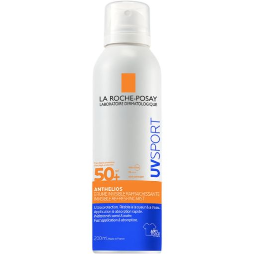 La Roche Posay Anthelios Uvsport Brume Insivible Rafraichissante Spf 50+ Bruma solar invisible facial y corporal resistente al agua a la arena y al sudor refresca la piel acalorada 200 ml