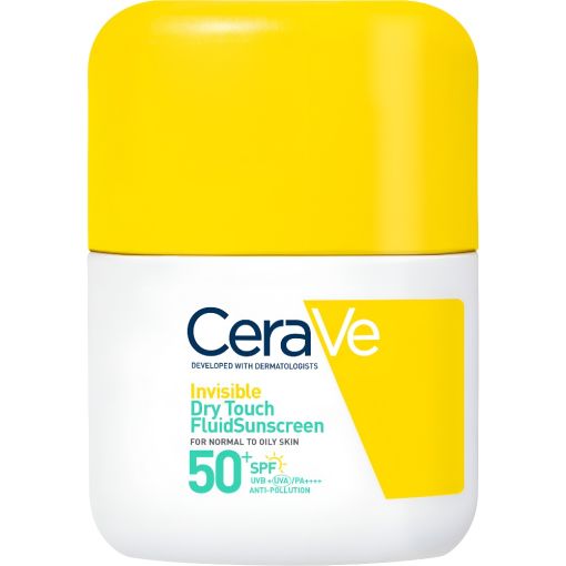 Cerave Invisible Dry Touch Fluid Sunscreen Spf 50+ Fluido solar facial hidratante de textura ligera ofrece un control de grasa y brillo durante 12 horas 50 ml