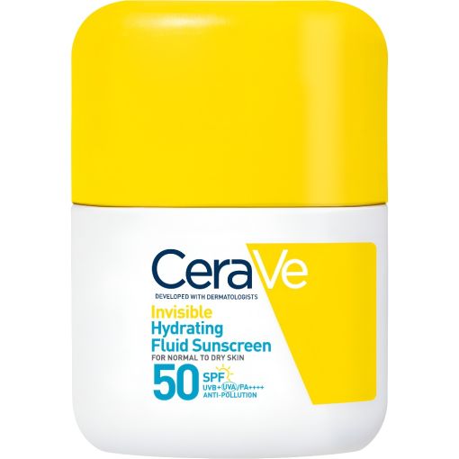 Cerave Invisible Hydrating Fluid Sunscreen Spf 50 Fluido solar facial invisible de textura ligera fortalece la barrera hidratando hasta 24 horas 50 ml