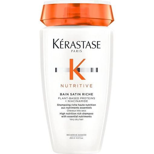 Kerastase K Nutritive Bain Satin Riche Shampoing Champ&uacute; rico hidratante y fortalecedor reduce puntas abiertas suavizando con prote&iacute;nas para cabello seco 250 ml