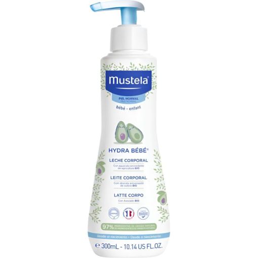Mustela Hydra Bebé Aguacate Bio Leche Corporal Leche corporal hidratante de textura fluida protege y refuerza la barrera con aguacate bio
