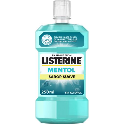Listerine Mentol Sabor Suave Enjuague Bucal Colutorio sin alcohol elimina g&eacute;rmenes gingivitis y el mal aliento sabor suave