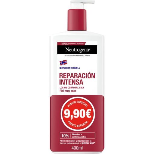 Neutrogena Reparaci&oacute;n Intensa Loci&oacute;n Corporal Precio Especial Loci&oacute;n corporal de alta tolerancia repara hidratando la piel hasta 72 horas con centella asi&aacute;tica 400 ml