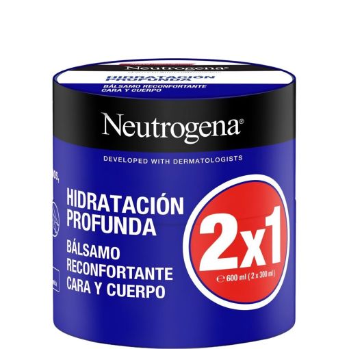 Neutrogena Hidrataci&oacute;n Profunda B&aacute;lsamo Duplo Formato Especial B&aacute;lsamo reconfortante facial y corporal no graso hidrata y fortalece 72 horas 2x300 ml