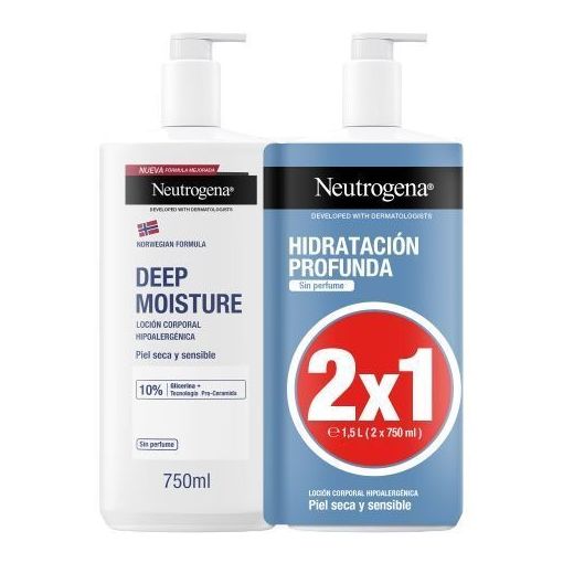 Neutrogena Hidratación Intensa Loción Corporal 2x1 Precio Especial Loción corporal sin perfume reafirmante piel suave firme y flexible 72 horas 2x750 ml