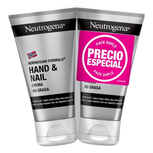 Neutrogena Hand & Nail Crema De Manos Y Uñas Precio Especial Crema de manos y uñas de absorción rápida no grasa hidrata suaviza y protege de grietas hasta 24 horas 2x75 ml