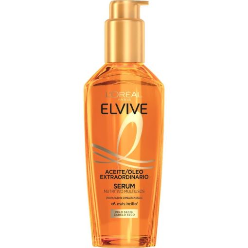 Elvive Aceite Extraordinario Cabello Seco S&eacute;rum nutritivo multiusos sin aclarado antiencrespamiento nutre hidrata e ilumina para cabello seco 100 ml