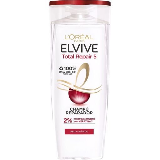 Elvive Total Repair 5 Champú Reparador Champú restaurador repara en profundidad desde la raíz hasta las puntas para cabello dañado 310 ml