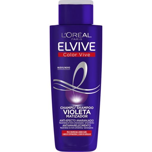 Elvive Color Vive Champú Violeta Matificador Champú matificador antiefecto anaranjado para cabello con mechas rubias o gris 200 ml