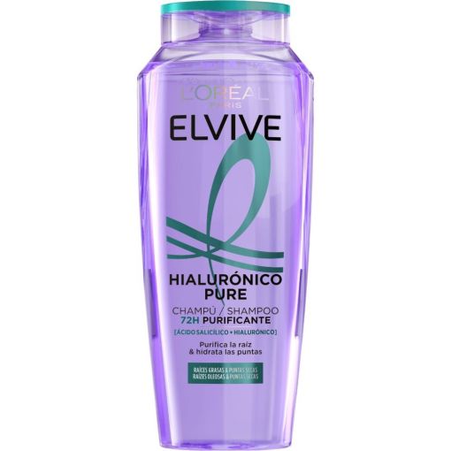 Elvive [Hialur&oacute;nico] Pure Champ&uacute; Champ&uacute; purificante e hidratante para cabello con ra&iacute;ces grasas y puntas secas 380 ml