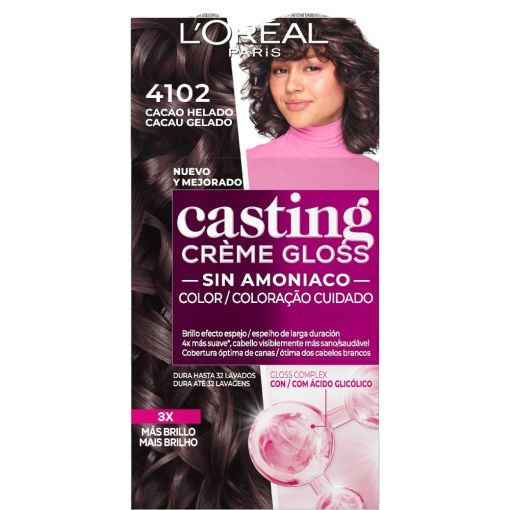 L'Oreal Casting Cr&egrave;me Gloss Con &Aacute;cido Hilur&oacute;nico Tinte sin amoniaco ofrece una cobertura &oacute;ptima de las canas y un resultado m&aacute;s natural y duradero