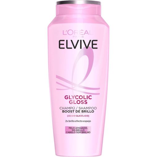 Elvive Glycolic Gloss Champú Boost De Brillo Champú para cabello apagado y sin brillo 48 horas de hidratación pelo brillante y cuidado 400 ml
