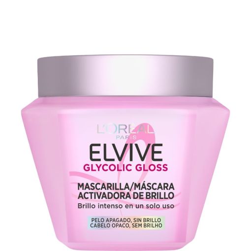 Elvive Glycolic Gloss Mascarilla Activadora De Brillo Mascarilla capilar hidratante ofrece suavidad y brillo con efecto espejo hasta 72 horas para cabello apagado o sin brillo 310 ml