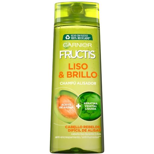 Fructis Liso & Brillo Champ&uacute; Alisador Champ&uacute; fortificante consigue aspecto brillante y suelto para cabello rebelde o dif&iacute;cil de alisar 380 ml