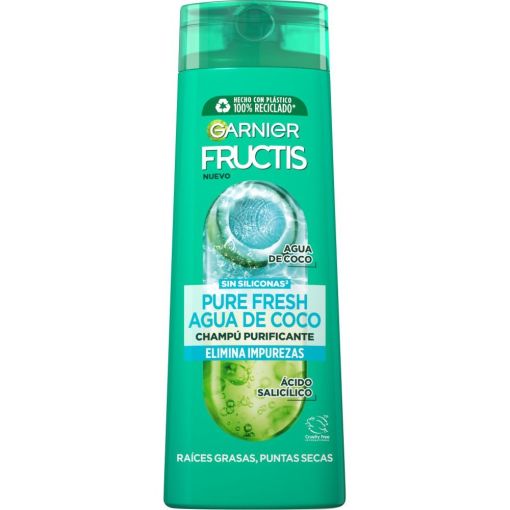 Fructis Pure Fresh Agua De Coco Champ&uacute; Purificante Champ&uacute; purifica y desenreda para cabello con ra&iacute;ces grasas y puntas secas 380 ml