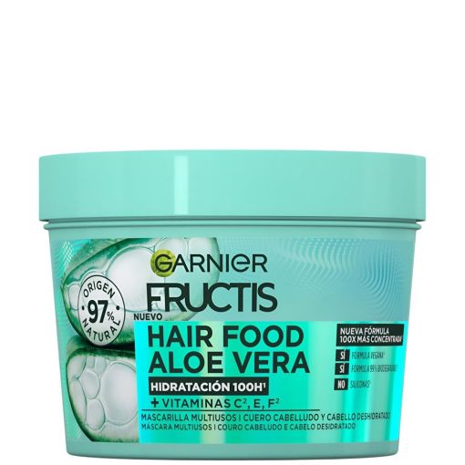 Fructis Hair Food Aloe Vera Mascarilla Intensiva 3 En 1 Mascarilla vegana hidratante nutre y aporta suavidad para cabello normal 390 ml