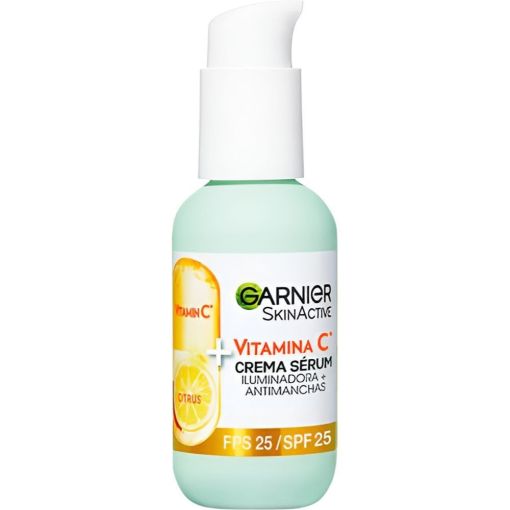 Garnier Skin Active Vitamina C 2 En 1 Crema Sérum Spf 25 Crema y sérum hidratante reduce manchas oscuras ilumina y mejora la uniformidad 50 ml