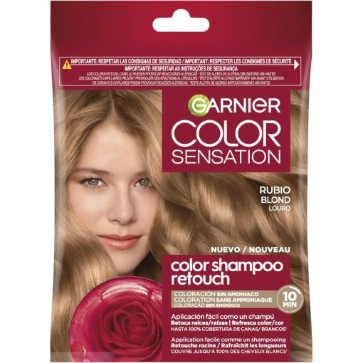 Garnier Color Sensation Color Shampoo Retouch Tinte semipermanente sin amon&iacute;aco ideal para quien busca una forma f&aacute;cil y r&aacute;pida de retocar la ra&iacute;z entre coloraciones