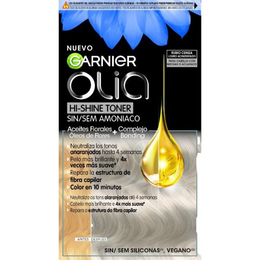 Garnier Olia Hi-Shine Toner Coloraci&oacute;n Permanente Tinte sin amon&iacute;aco ideal para neutralizar los tonos indeseados para cabello con mechas o aclarado