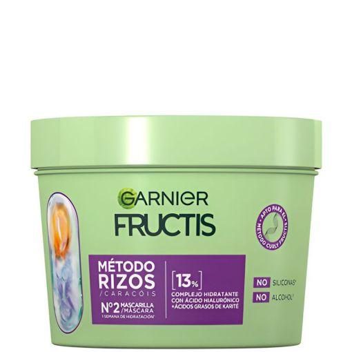 Fructis Método Rizos Nº2 Mascarilla Mascarilla vegana recupera el 100% de la hidratación pérdida para cabello rizado 370 ml