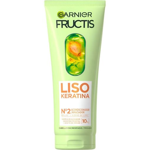 Fructis Liso Keratina Acondicionador N&ordm;2 Acondicionador vegano eleva el allisado controla el encrespamiento y potencia el brillo para cabello encrespado 200 ml