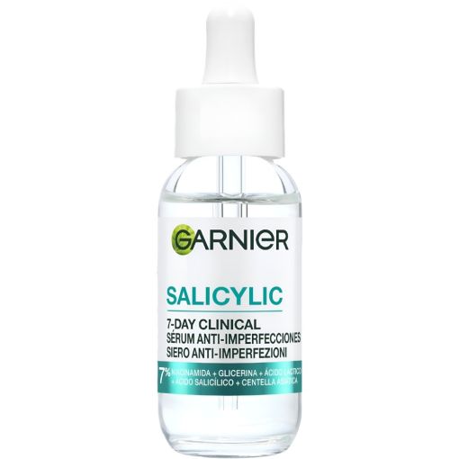 Garnier Salicylic S&eacute;rum Anti-Imperfecciones S&eacute;rum antiimperfecciones de textura ligera act&uacute;a sobre granos enrojecimiento marcas piel grasa poros y textura desigual 30 ml