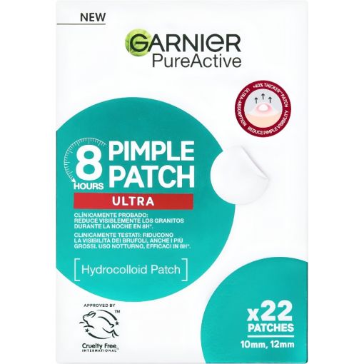 Garnier Pure Active Ultra Pimple Patch Parches para granos maduros antiimperfecciones dise&ntilde;ados para reducir la visibilidad durante la noche en tan solo 8 horas