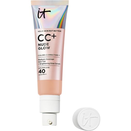 It Cosmetics Cc+ Nude Glow Spf 40 Base de maquillaje de cobertura media ofrece efecto glow para piel m&aacute;s luminosa e hidratada