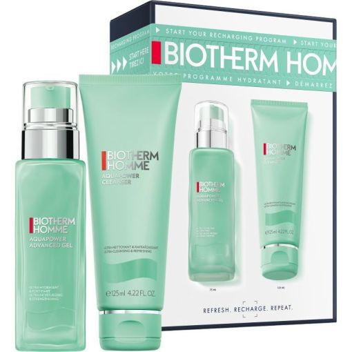 Biotherm Homme Aquapower Estuche Rutina de cuidado facial completa para rostro hidratado fresco y preparado para el afeitado