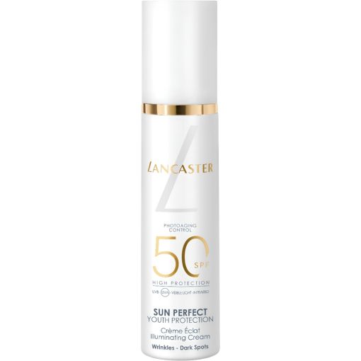 Lancaster Sun Perfect Cr&egrave;me Solaire Eclat Spf 50 Protecci&oacute;n solar facial antiedad previene y contribuye a corregir arrugas y manchas oscuras 50 ml