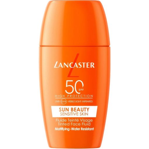 Lancaster Sun Sensitive Tinted Mattifying Fluid Spf 50 Protector solar facial con color de textura ligera ofrece acabado mate difuminado y seco 30 ml
