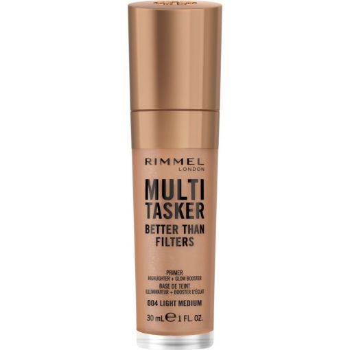 Rimmel London Multi Tasker Better Than Filters Primer Highlighter+Glow Prebase de maquillaje potenciadora del brillo e iluminadora con f&oacute;rmula ligera para aspecto iluminado
