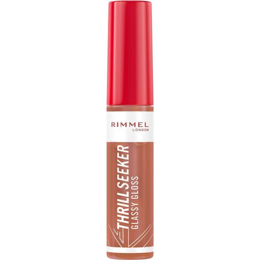 Rimmel London Thrill Seeker Glassy Gloss Brillo de labios vegano no pegajoso con ácido hialurónico labios rellenos y brillo al instante