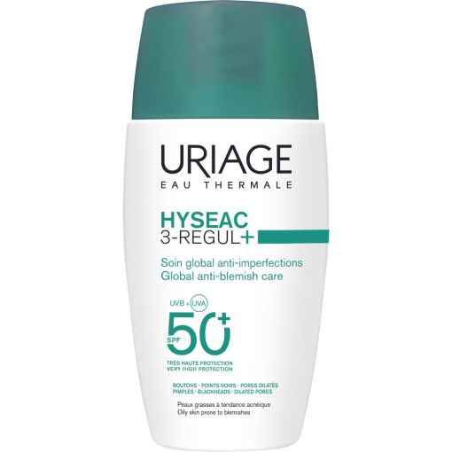 Uriage Hyseac 3-Regul+ Soin Global Anti-Imperfections Spf 50+ Fluido solar corrige todo tipo de imperfecciones previniendo el efecto rebote con acabado mate 30 ml