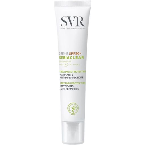 Svr Sebiaclear Creme Spf 50+ Crema facial suaviza penetra y matifica la piel reduciendo imperfecciones y puntos negros 40 ml