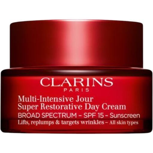 Clarins Multi-Intensive Jour Todo Tipo De Piel Spf 15 Crema de día hidratante reafirmante y antiarrugas ofrece piel más flexible rellenada y confortable al instante 50 ml